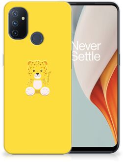 B2Ctelecom Hippe Hoesjes OnePlus Nord N100 Telefoon Hoesje Baby Leopard