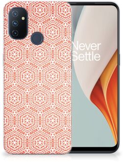 B2Ctelecom Hippe Hoesjes OnePlus Nord N100 Telefoon Hoesje Pattern Orange