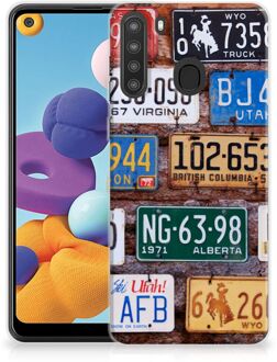 B2Ctelecom Hippe Hoesjes Samsung Galaxy A21 Telefoon Hoesje Kentekenplaten