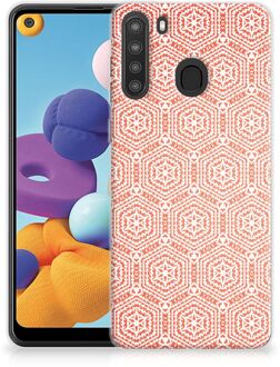 B2Ctelecom Hippe Hoesjes Samsung Galaxy A21 Telefoon Hoesje Pattern Orange