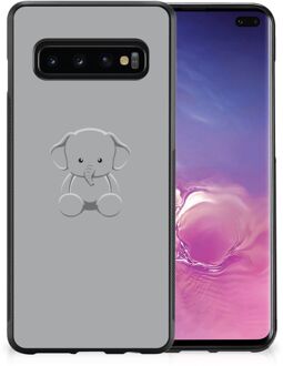 B2Ctelecom Hippe Hoesjes Samsung Galaxy S10+ Telefoonhoesje met Zwarte rand Baby Olifant