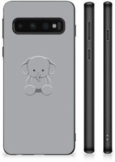 B2Ctelecom Hippe Hoesjes Samsung Galaxy S10 Telefoonhoesje met Zwarte rand Baby Olifant