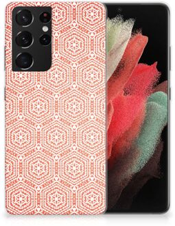 B2Ctelecom Hippe Hoesjes Samsung Galaxy S21 Ultra Telefoon Hoesje Pattern Orange