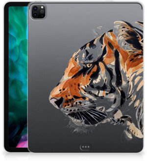 B2Ctelecom Hoes iPad Pro 12.9 (2020) | iPad Pro 12.9 (2021) Siliconen Cover Ontwerpen Tiger met transparant zijkanten