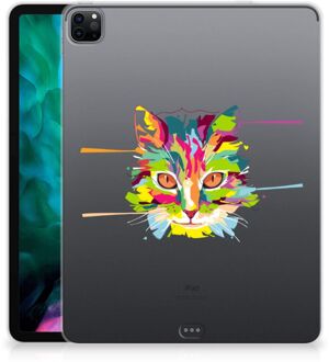 B2Ctelecom Hoes iPad Pro 12.9 (2020) | iPad Pro 12.9 (2021) Tablet Siliconen Backcover Cat Color met transparant zijkanten