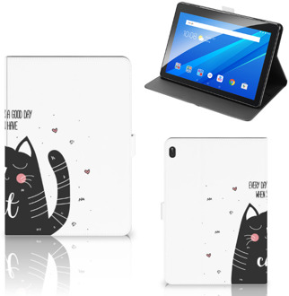 B2Ctelecom Hoes Lenovo Tab E10 Hoes met Magneetsluiting Cat Good Day