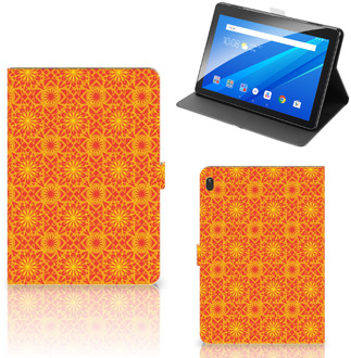 B2Ctelecom Hoes Lenovo Tab E10 Tablet Hoes met Standaard Batik Orange