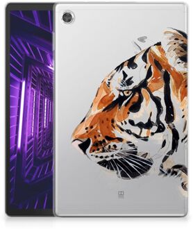 B2Ctelecom Hoes Lenovo Tab M10 Plus Siliconen Cover Ontwerpen Tiger met transparant zijkanten