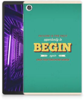 B2Ctelecom Hoes Lenovo Tab M10 Plus Tablet Backcover met foto Quote Begin met transparant zijkanten