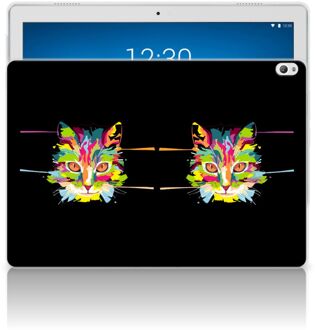 B2Ctelecom Hoes Lenovo Tab P10 Tablet Siliconen Backcover Cat Color met transparant zijkanten