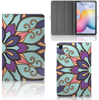 B2Ctelecom Hoes Samsung Galaxy Tab S6 Lite Cover met Standaard Paarse Bloem