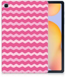 B2Ctelecom Hoes Samsung Galaxy Tab S6 Lite Print Case Waves Pink met transparant zijkanten