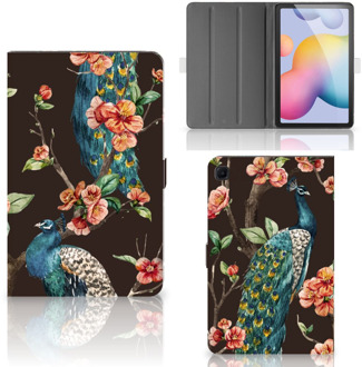 B2Ctelecom Hoes Samsung Galaxy Tab S6 Lite Tablet Hoes met Magneetsluiting Pauw met Bloemen