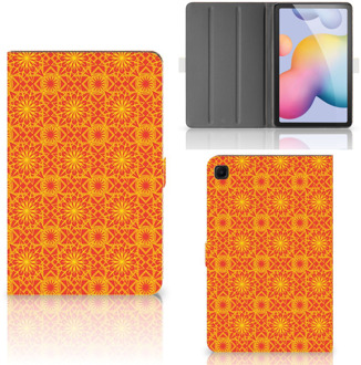 B2Ctelecom Hoes Samsung Galaxy Tab S6 Lite Tablet Hoes met Standaard Batik Orange