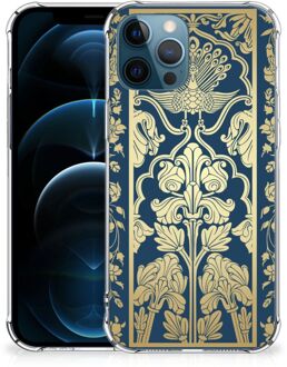 B2Ctelecom Hoesje Bumper iPhone 12 | 12 Pro Telefoon Hoesje met doorzichtige rand Golden Flowers