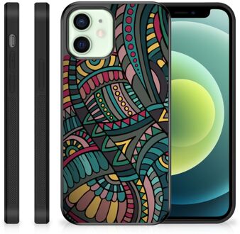 B2Ctelecom Hoesje Bumper iPhone 12 Mini Telefoon Hoesje met Zwarte rand Aztec