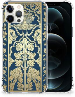 B2Ctelecom Hoesje Bumper iPhone 12 Pro Max Telefoon Hoesje met doorzichtige rand Golden Flowers