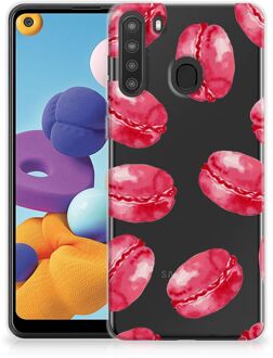 B2Ctelecom Hoesje Bumper Samsung Galaxy A21 GSM Hoesje Transparant Pink Macarons