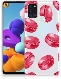 B2Ctelecom Hoesje Bumper Samsung Galaxy A21s GSM Hoesje Transparant Pink Macarons