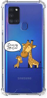 B2Ctelecom Hoesje Bumper Samsung Galaxy A21s Telefoon Hoesje met doorzichtige rand Giraffe