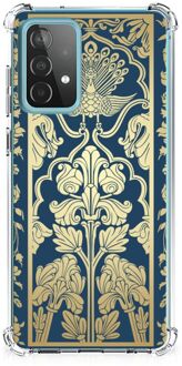 B2Ctelecom Hoesje Bumper Samsung Galaxy A52 4G/5G Telefoon Hoesje met doorzichtige rand Golden Flowers