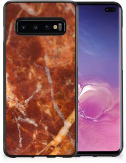 B2Ctelecom Hoesje Bumper Samsung Galaxy S10+ Telefoon Hoesje met Zwarte rand Marmer Bruin