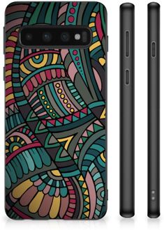 B2Ctelecom Hoesje Bumper Samsung Galaxy S10 Telefoon Hoesje met Zwarte rand Aztec