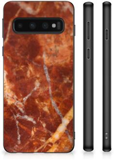 B2Ctelecom Hoesje Bumper Samsung Galaxy S10 Telefoon Hoesje met Zwarte rand Marmer Bruin