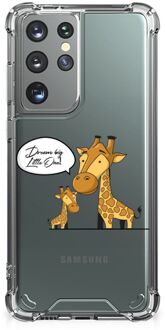 B2Ctelecom Hoesje Bumper Samsung Galaxy S21 Ultra Telefoon Hoesje met doorzichtige rand Giraffe