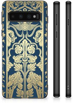 B2Ctelecom Hoesje Customize Samsung Galaxy S10 Back Cover Siliconen Hoesje met Zwarte rand Golden Flowers