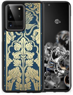 B2Ctelecom Hoesje Customize Samsung Galaxy S20 Ultra Back Cover Siliconen Hoesje met Zwarte rand Golden Flowers