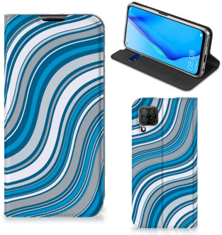 B2Ctelecom Hoesje Huawei P40 Lite Book Case Golven Blauw