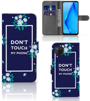 B2Ctelecom Hoesje Huawei P40 Lite Telefoontasje Flowers Blue DTMP