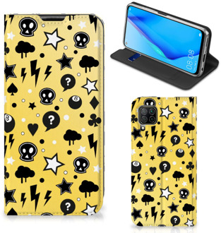 B2Ctelecom Hoesje Huawei P40 Lite Wallet Case met Pasjeshouder Punk Yellow