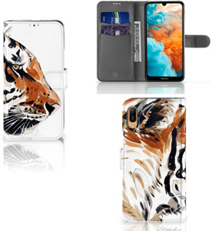 B2Ctelecom Hoesje Huawei Y6 (2019) Watercolor Tiger