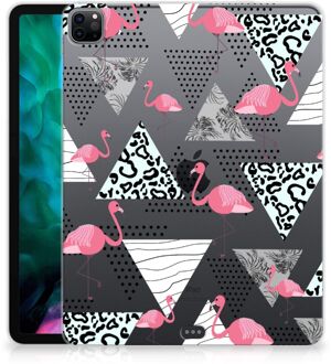 B2Ctelecom Hoesje iPad Pro 12.9 (2020) | iPad Pro 12.9 (2021) Tablet Cover Flamingo Triangle met transparant zijkanten