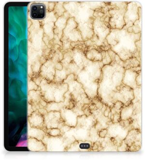 B2Ctelecom Hoesje iPad Pro 12.9 (2020) | iPad Pro 12.9 (2021) TPU Case Marmer Goud met transparant zijkanten