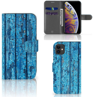 B2Ctelecom Hoesje iPhone 11 Book Style Case Blauw Wood