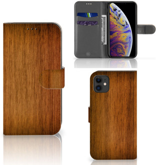 B2Ctelecom Hoesje iPhone 11 Book Style Case Donker Hout