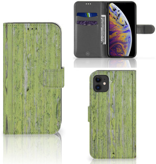 B2Ctelecom Hoesje iPhone 11 Book Style Case Green Wood