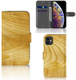 B2Ctelecom Hoesje iPhone 11 Book Style Case Licht Hout