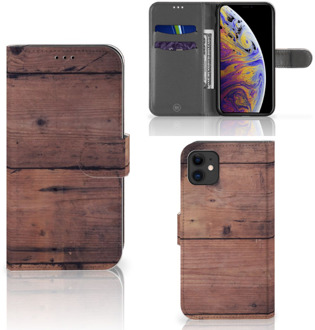 B2Ctelecom Hoesje iPhone 11 Book Style Case Old Wood