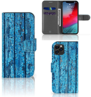 B2Ctelecom Hoesje iPhone 11 Pro Book Style Case Blauw Wood