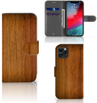 B2Ctelecom Hoesje iPhone 11 Pro Book Style Case Donker Hout