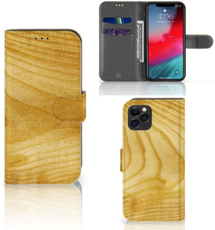 B2Ctelecom Hoesje iPhone 11 Pro Book Style Case Licht Hout