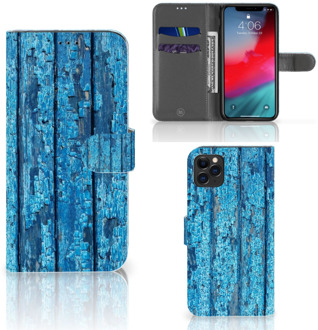 B2Ctelecom Hoesje iPhone 11 Pro Max Book Style Case Blauw Wood