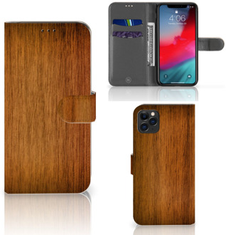 B2Ctelecom Hoesje iPhone 11 Pro Max Book Style Case Donker Hout