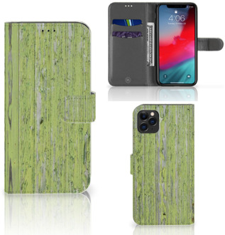 B2Ctelecom Hoesje iPhone 11 Pro Max Book Style Case Green Wood