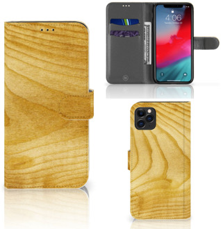 B2Ctelecom Hoesje iPhone 11 Pro Max Book Style Case Licht Hout