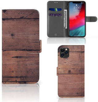 B2Ctelecom Hoesje iPhone 11 Pro Max Book Style Case Old Wood